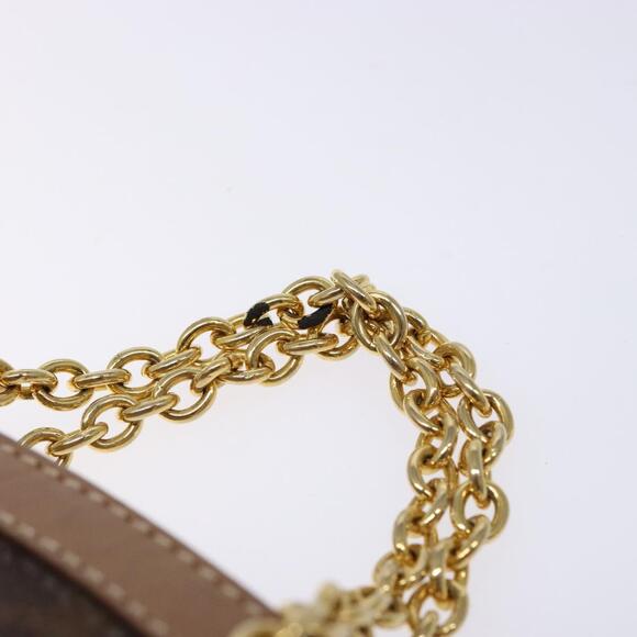 CELINE Macadam Canvas Chain Mini Hand Bag Pvc Leather Brown Gold - Picture 8 of 12